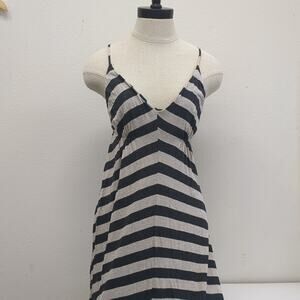 Agua rayon black and‎ gray striped maxi dress size Large